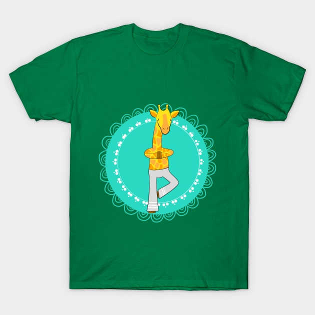 Yoga Giraffe - tree pose T-Shirt by Ayeletbarnoy